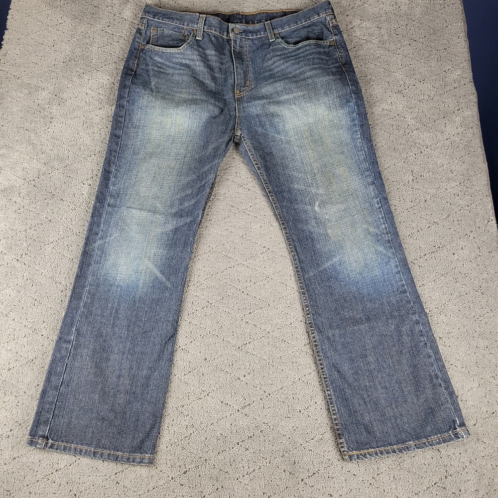 Levis 527 Jeans Mens 38x30 Blue Slim Fit Bootcut‎ Whisker Honeycomb Faded Denim